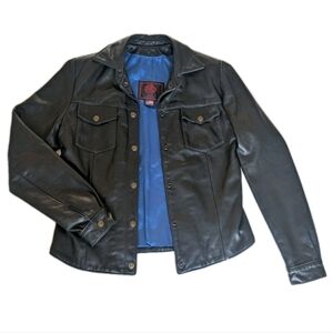 Vintage Leather Biker Jacket Women's M Fashions By Rose Button Satin Lined USA